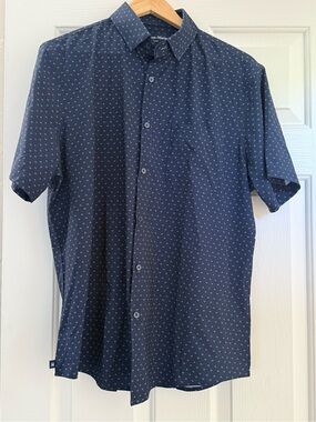 Mizzen+Main Leeward Short Sleeve Navy Dotted Leaf